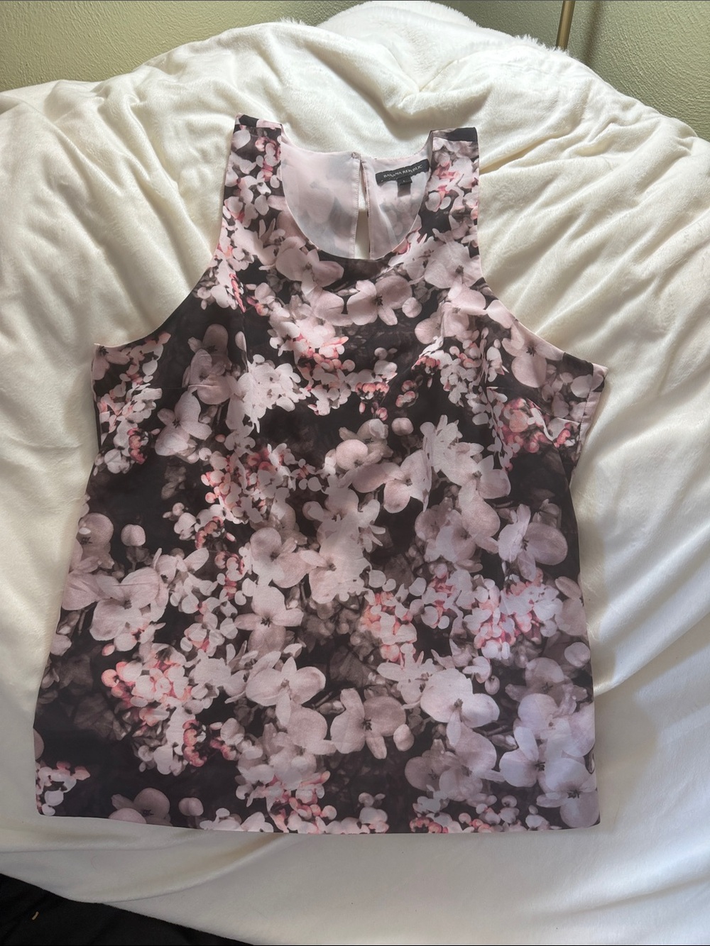 Banana Republic Pink and Black Floral Sleeveless Camisole